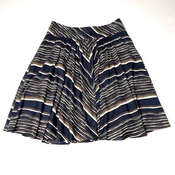Talbots Flare Short Skirt Women’s Size 14 Brown Black Stripes Lined Lightweight - Picture 1 of 8